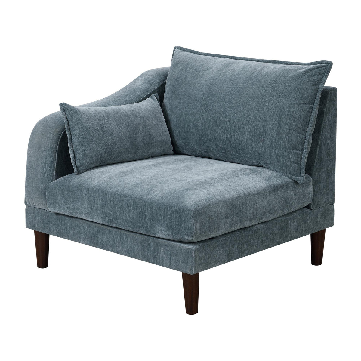 Gorgeous Mineral Color LAF / RAF One Arm Chair Morgan Fabric 1pc Chair Pillow Soft Cushion Wood Legs Living Room Furniture