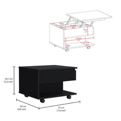 Utopia Lift Top Coffee Table, Casters, One Shelf -Black