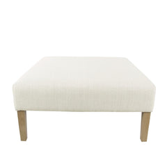 Helen Square Coffee Table Ottoman, Brown Wood, Cream Polyester 36 Inch
