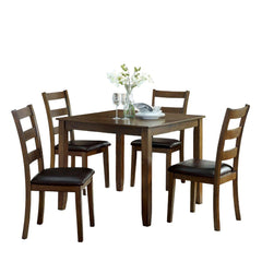 Transitional Style 5pc Dining Table Set 1x Dining Table 4x Chairs Padded seat Wooden Top Table Walnut And Dark Brown Finish