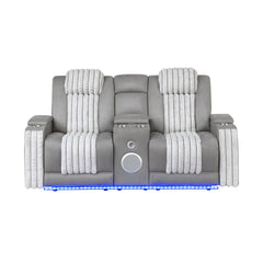 Epic Grey 3PC Power Reclining Sofa-Loveseat and Recliner with Power Headrest, LED and more