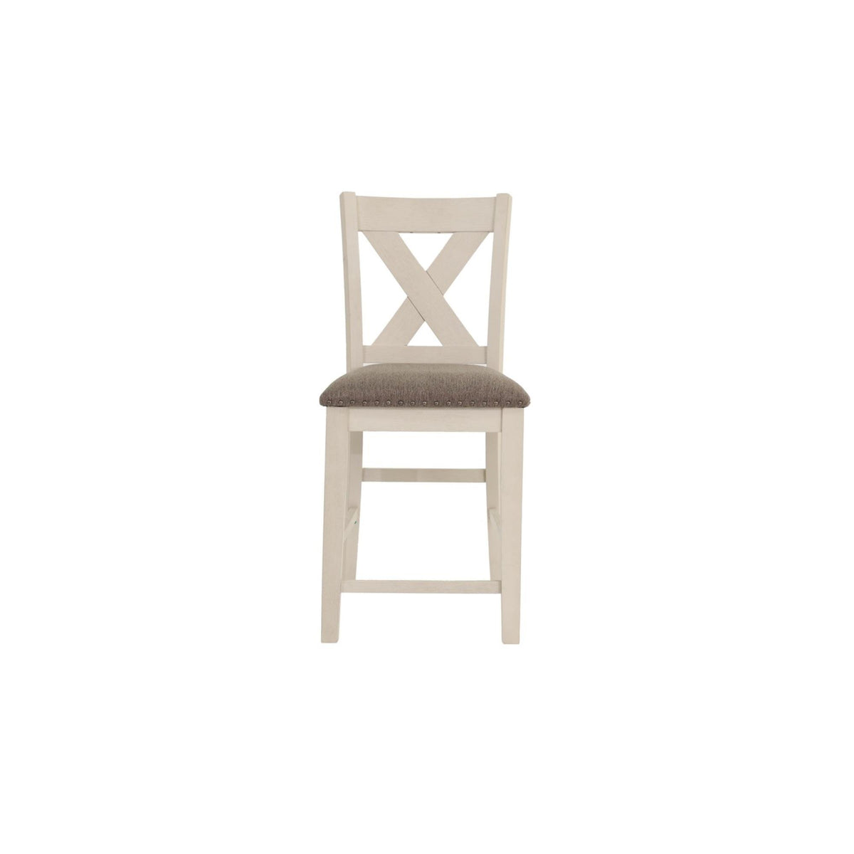 Modern Contemporary Dining Room Furniture Chairs Set of 2 Counter Height Chairs Light Wooden High Chair X Back Design Cushion Seat