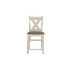 Modern Contemporary Dining Room Furniture Chairs Set of 2 Counter Height Chairs Light Wooden High Chair X Back Design Cushion Seat
