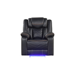 Cassandra Modern Contemporary LED Power Recliner Chair made with wood and metal frame in Black