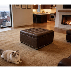 Tufted Storage Ottoman with Studs
