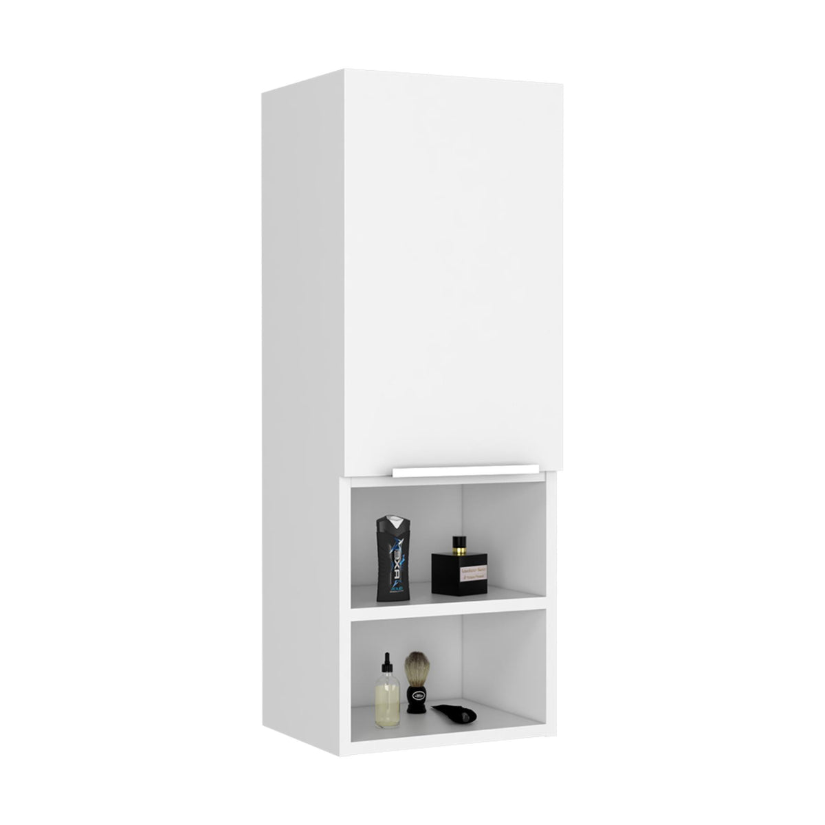 Display Cabinet Hazelton, Open and Interior Shelves, White Finish