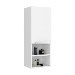Display Cabinet Hazelton, Open and Interior Shelves, White Finish
