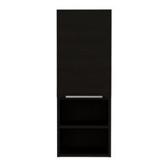 Display Single Door Cabinet 32" H, Two External Shelves, Two Interior Shelves, Black