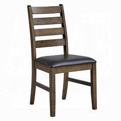 Fable Finish Solid Rubber Wood Dining Side Chairs Set of 2pc Brown Synthetic Leather Upholstery Kitchen Furniture