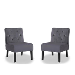 Venus 53" 2Piece Living Room Armless Button Tufted Pattern Accent Chair with Velvet Fabric and Premium High Density Foam Cushion, Grey
