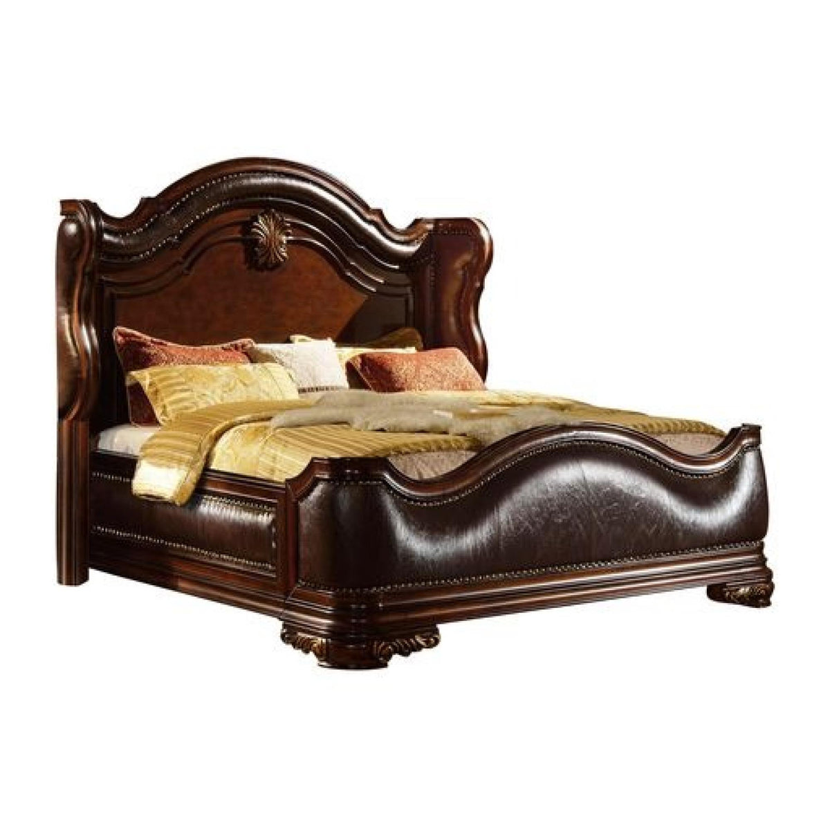 Jason Traditional style Queen Bed made with wood in Dark Walnut