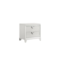 Modern Style 2-Drawer Nightstand with LED Glow & V-Shape Handles in White