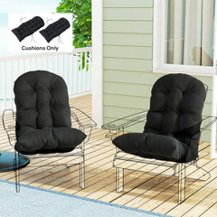 Outdoor Adirondack Chair Cushions Set of 2, Tufted High Back Patio Chair Cushions, Black