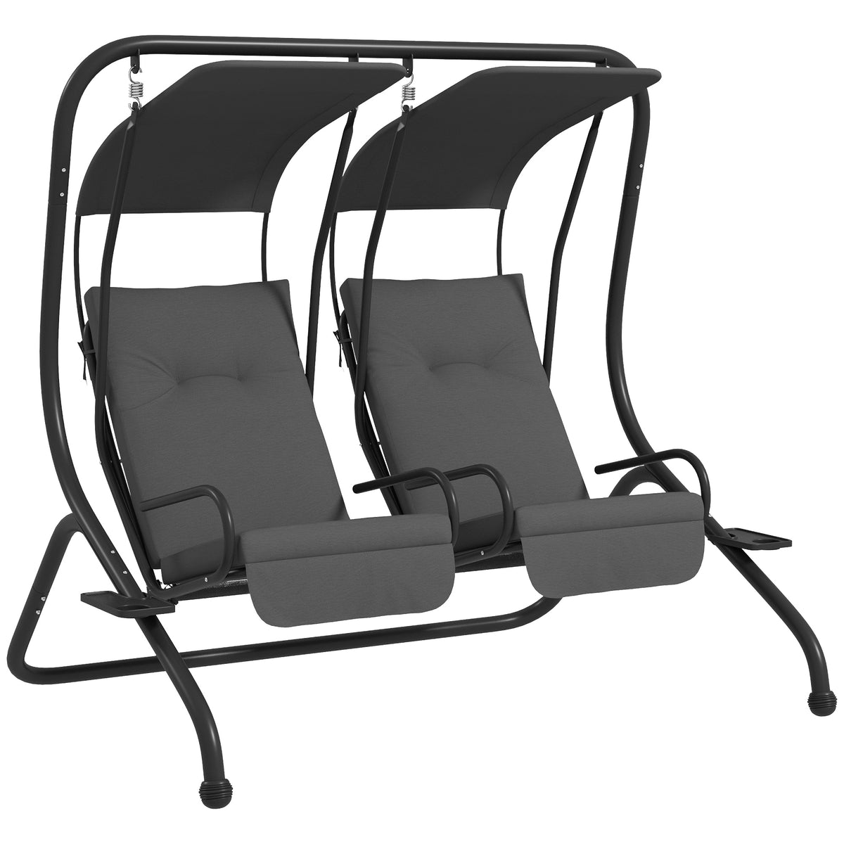 2-Seater Outdoor Porch Swing with Canopy, Patio Swing Chair for Garden, Poolside, Backyard, Gray