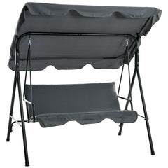 3-Seat Outdoor Patio Swing Chair w/ Cushion, Steel Frame Stand, Adjustable Tilt Canopy for Patio, Garden, Gray