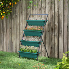 4-Tier Vertical Raised Garden Planter with 4 Boxes, Outdoor Plant Stand Grow Container for Vegetable & Flowers, Green