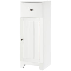 Short Bathroom Storage Cabinet, Cabinet Organizer with 1 Drawer and Adjustable Shelf for Living Room, White