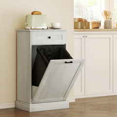 Kitchen Tilt Out Trash Bin Cabinet Free Standing Storage Cabinet with Drawer, Light Gray