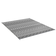 Reversible Outdoor Rug Carpet RV Camping Rugs with Carry Bag, 8' x 10', Gray & Cream White Boho
