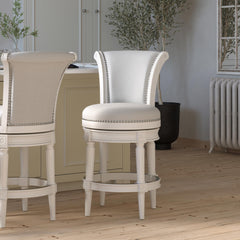Sanctuary Wood Counter-Height Swivel Barstool with High-Back, 1PC