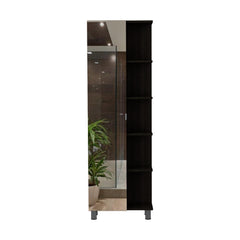 Iphigenia Mirror Linen Cabinet, Four Interior Shelves, Five External Shelves -Black