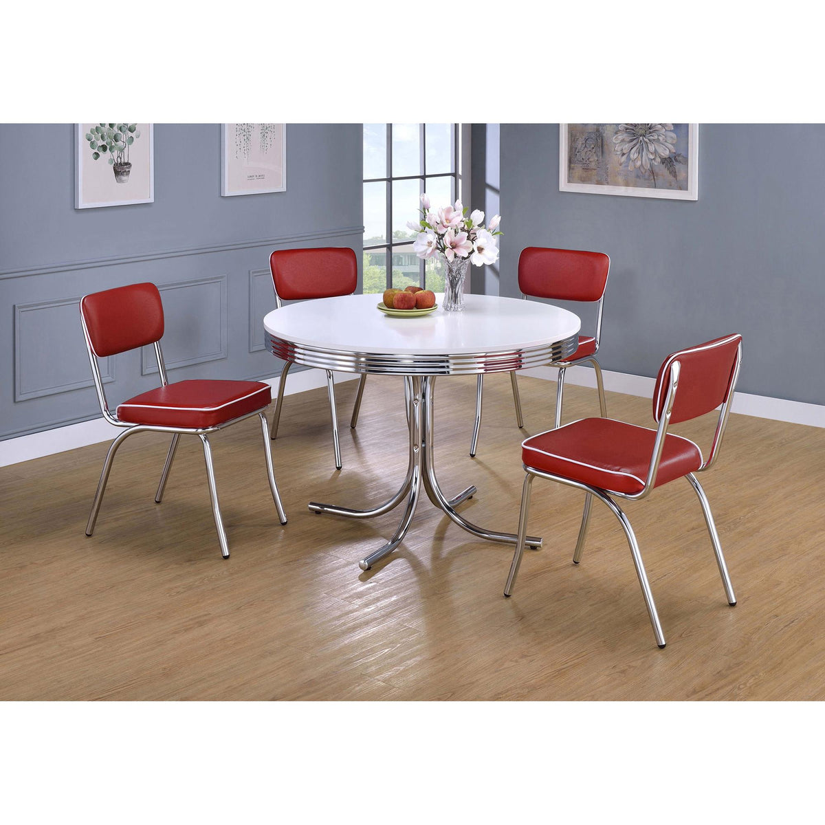 Priam White 5-piece Round Dining Set