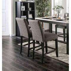 Gray Finish Rustic Style 2pc Counter Height Chair Padded Fabric Seat And Backrest Dining Room