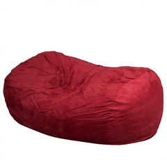 Rhea 6.5 Foot Suede Cylindrical Bean Bag, Red