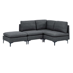Linen Upholstered Modular Sectional with Metal Legs