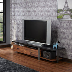 Zeus Walnut & Black Finish TV Stand