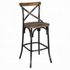 Antique Black Finish Metal Frame Vintage Style Bar Chair 1pc Wooden Seat Dining Furniture
