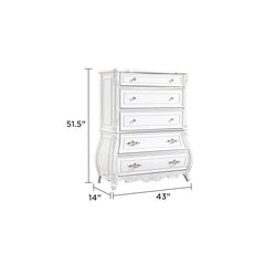Sun Modern Style 5-Drawer Chest Made with Wood in Pearl White