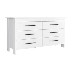 Museum 6 Drawer Double Dresser, Four Legs, Superior Top -White