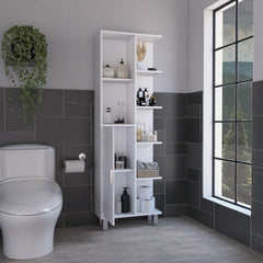 Priam Linen 63-inch High Bathroom Cabinet Linen Storage Cabinet with Seven Open Shelves