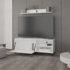 Hercules Tv Stand Two Doors, Open Shelves andSpacious Top Surface, Modern Entertainment Unit