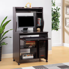 Polyxena cart computer cart utility cart with hutch shelves spice rack mobile on locking castors red cocoa espresso