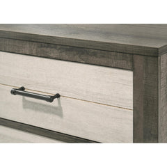 1pc Nightstand Two-tone Finish Convenient Bedside Storage Two Drawers Metal Pull Handle Gray Beige