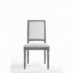 Classic Gray Finish Side Chairs Set of 2, Upholstered Seat and Back Wooden Dining Furniture