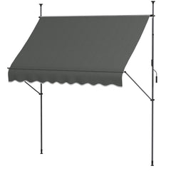 8' x 4' Manual Retractable Awning, Non-Screw Patio Awning, UV Resistant for Window or Door, Dark Gray