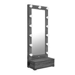 Helen Grey Tall Mirror with Drawer and Speakers