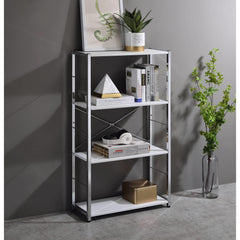 Avalon White & Chrome Finish Bookshelf