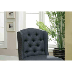 Rustic Style 2pc Counter Height Chair Bold Distressed Nailhead Trim Wingback Antique Black Finish Dining Room