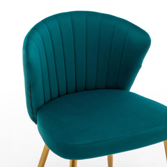Modern Velvet Armless Accent Chair, Channel Tufted Dining Chair with Gold Metal Legs, Upholstered Side Chair for Living Room Bedroom Small Spaces