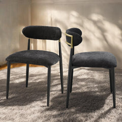 Aphrodite Black Fabric & Black Finish Side Chair (Set of 2)