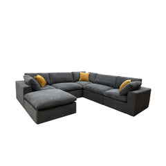 Coffee Bean Like Upholstery Full Compressed Modular Sectional with Toss Pillows