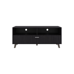 Supernova Tv Stand With 2 Doors And Open Storage Shelves, Modern Entertainment Center, Black