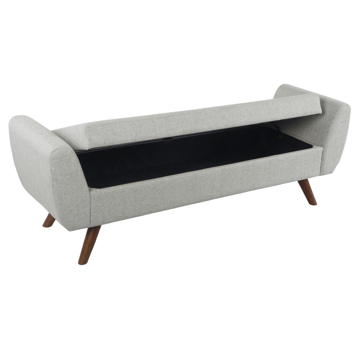 Achilles Storage Bench Ottoman with Arms, Light Gray Woven Fabric, 60 Inch