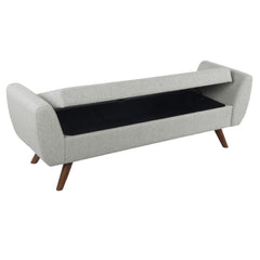 Achilles Storage Bench Ottoman with Arms, Light Gray Woven Fabric, 60 Inch