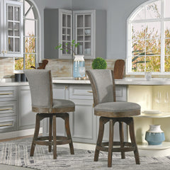 Eden 27" Armless Swivel Counter Height Bar Stool, Heathered Grey Linen
