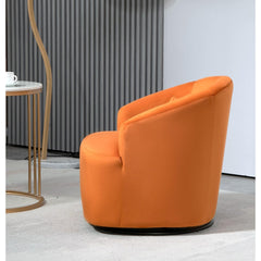 363 Degree Swivel Barrel Accent Chair, Velvet Upholstered Curved Armchair, Fully Assembled Contemporary Leisure Chair for Living Room Bedroom Office